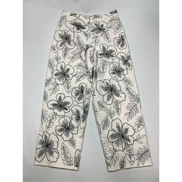 Talbots embroidered floral lined crop pant size 6  - Picture 1 of 10